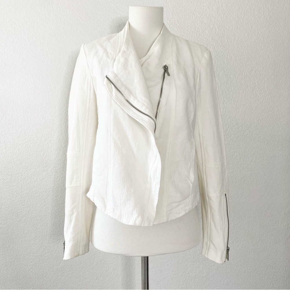 Blank NYC Off-White Moto Asymmetrical Zip Jacket - Picture 1 of 5
